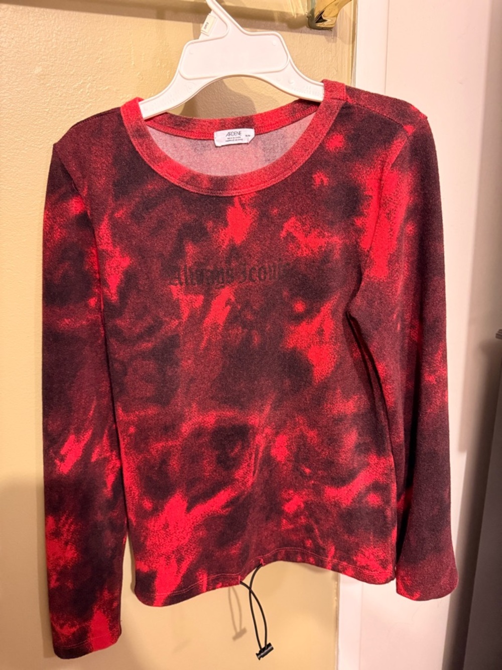 Ardene Red and Black Tie-Dye Crewneck